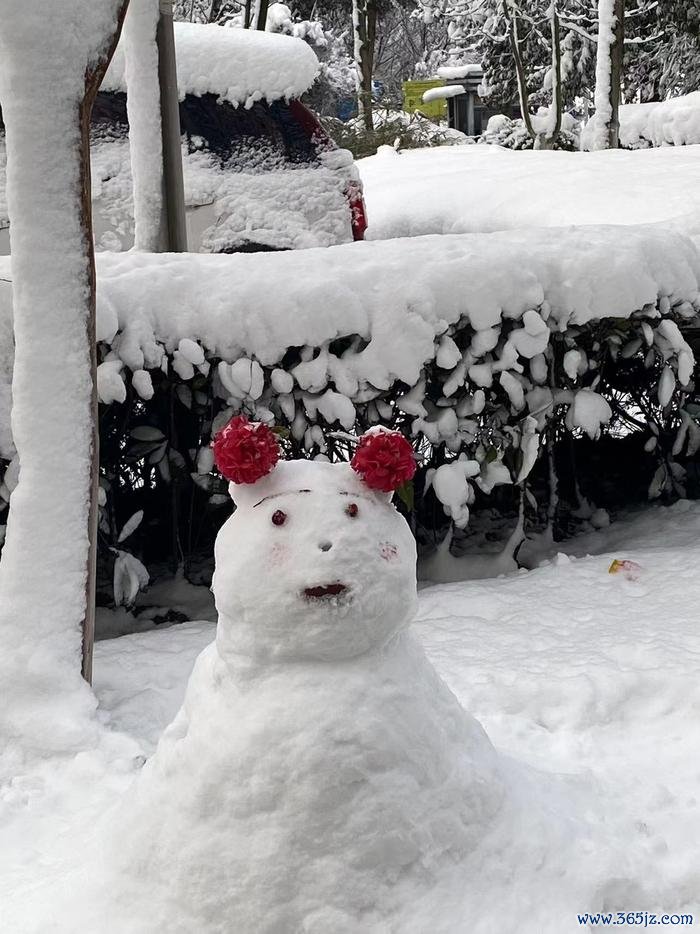 1月22日,未栀和共事们在公司园区堆的雪东说念主。
